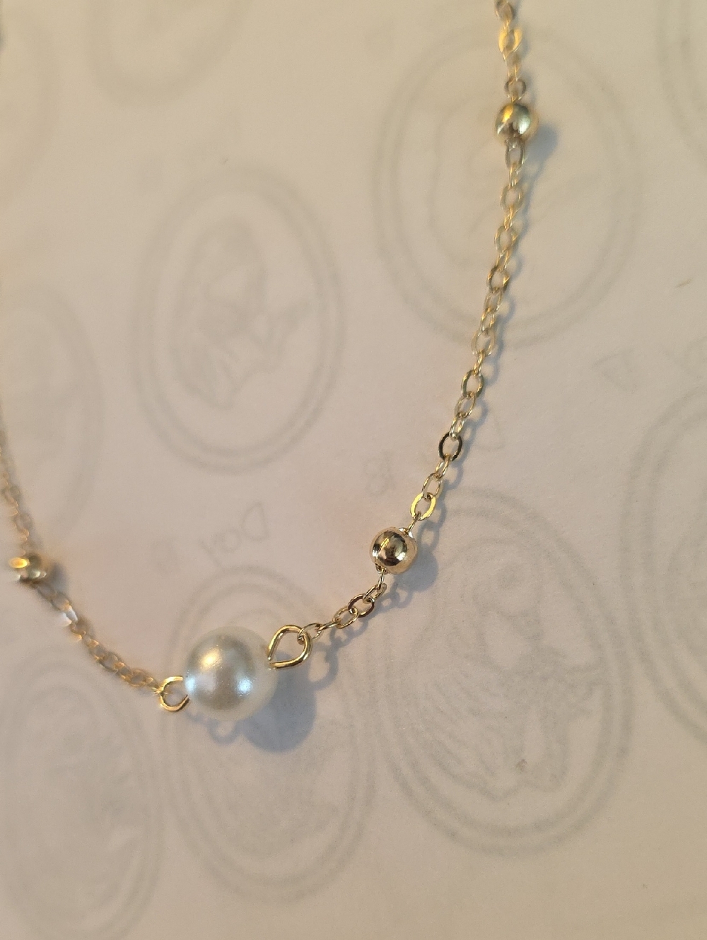 Gold Pearl Station Necklace - Women Jewelry - Picture 4 of 8